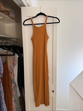 Spell Ribbed Tank Maxi Dress in Mustard S